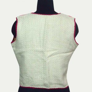 Cotton Jacquard Short Sleeveless Jacket for woman