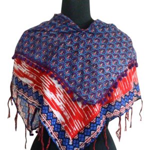 Pure Cotton Printed Scarf with lace fabric