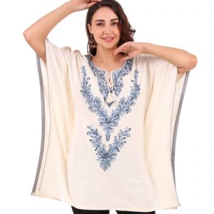 Embroidery Neck Line Poncho Top