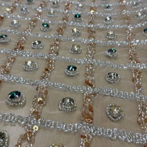 Beautiful Geometric Crystal beaded design for party wear dress