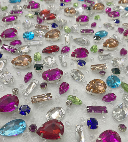 Hand Beaded Fabric Sequins Crystal lace fabric