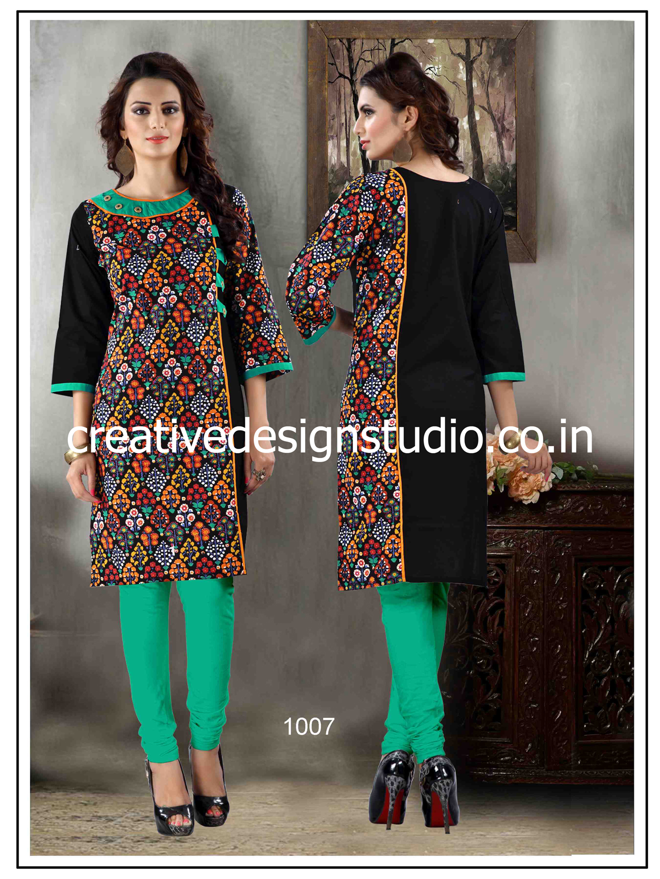 Black Ladies Floral Printed Cotton Kurti, Size: M to XXXL at Rs 315/piece  in Jaipur