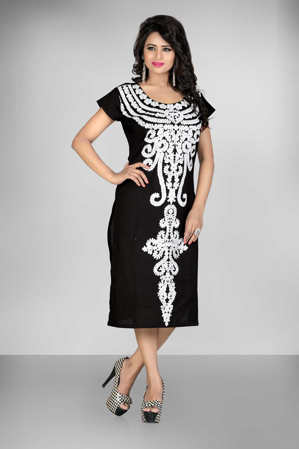 Buy Ethnava Women's Hand Embroidered Cotton Long Kurti Design with Slip  Online at Best Prices in India - JioMart.