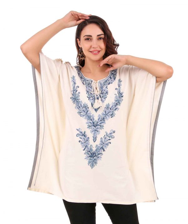 Embroidery Neck Line Poncho Top