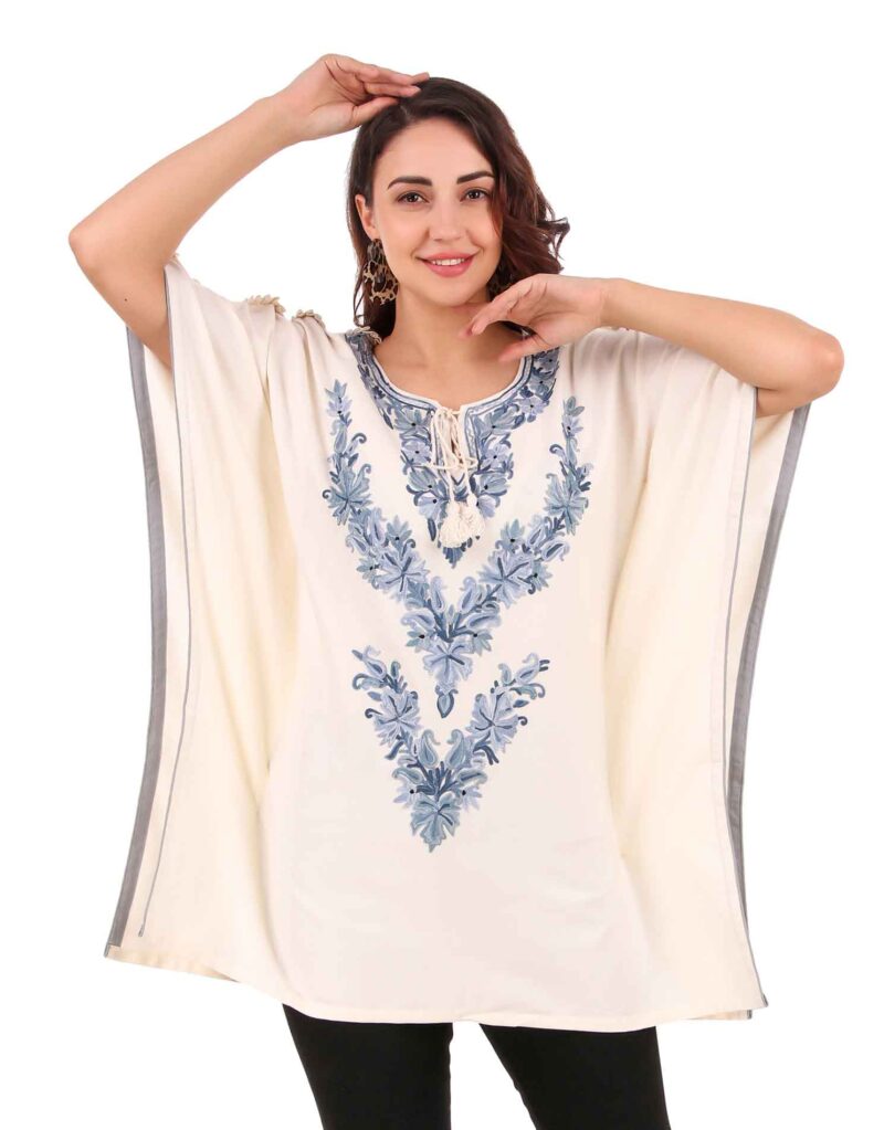 Embroidery Neck Line Poncho Top