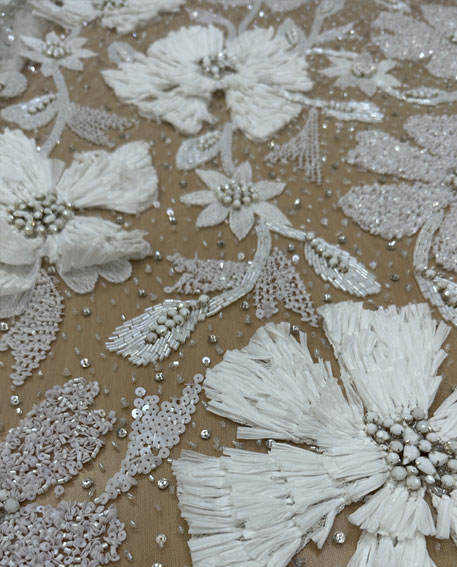 White fancy patches with crystal beads and stone design