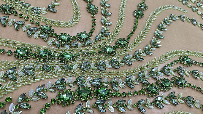 Hand beaded Crystal sequins and beads design