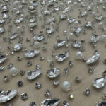 Silver Stone and pearl fabric for party wear